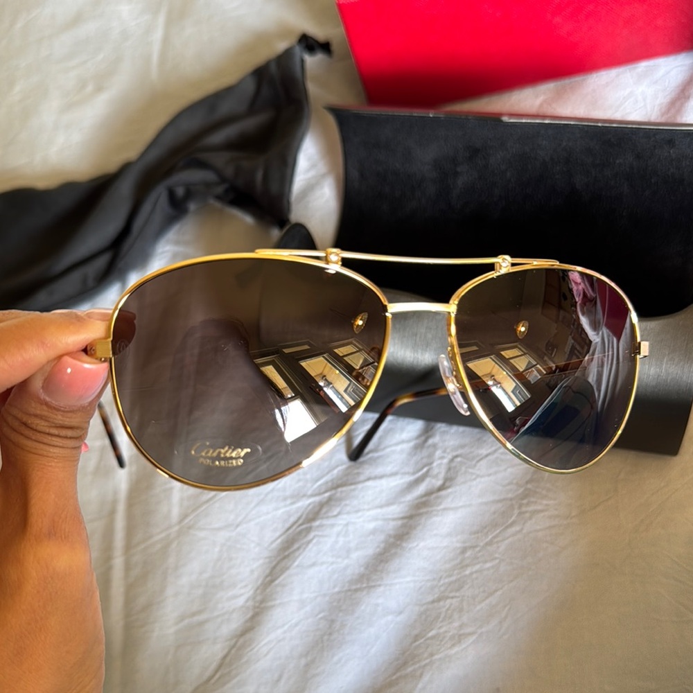 NEW Cartier Gold Aviator Sunglasses